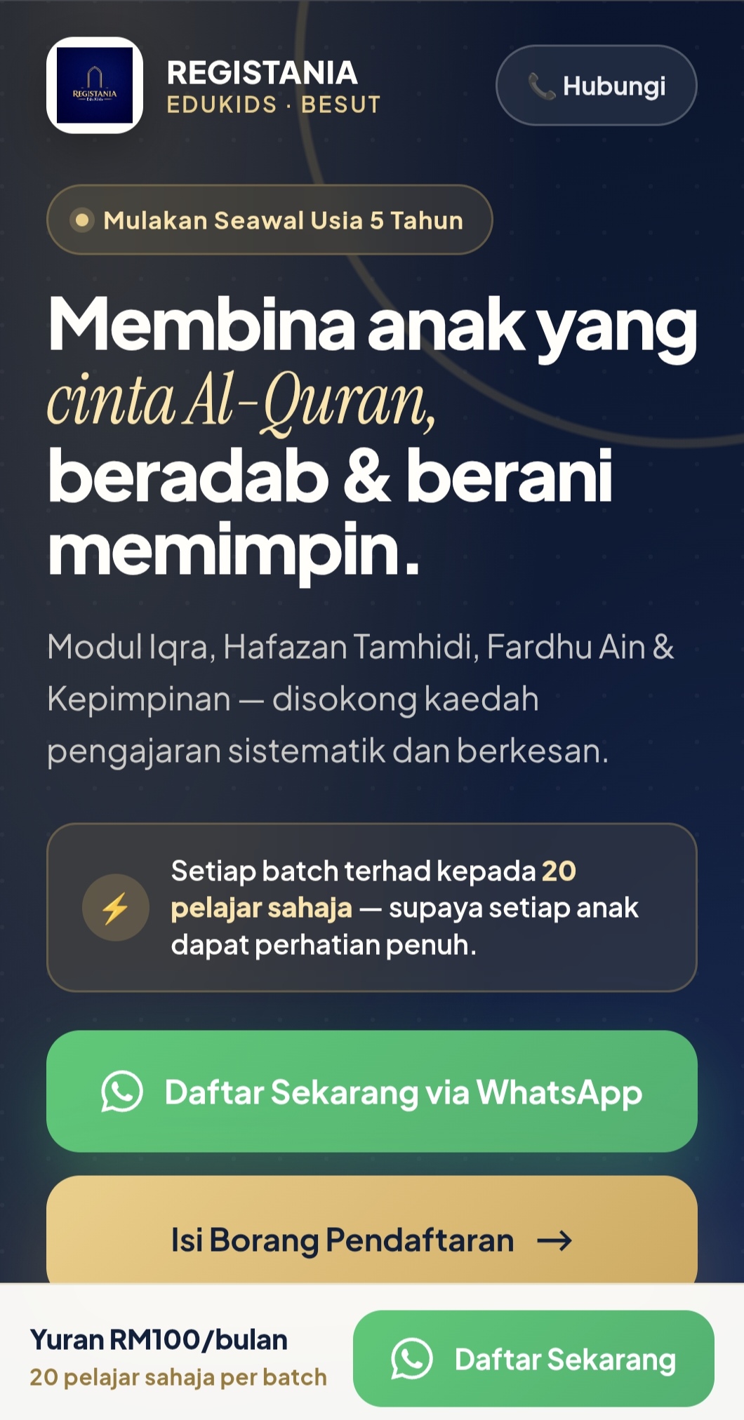 Landing Page Registania 4