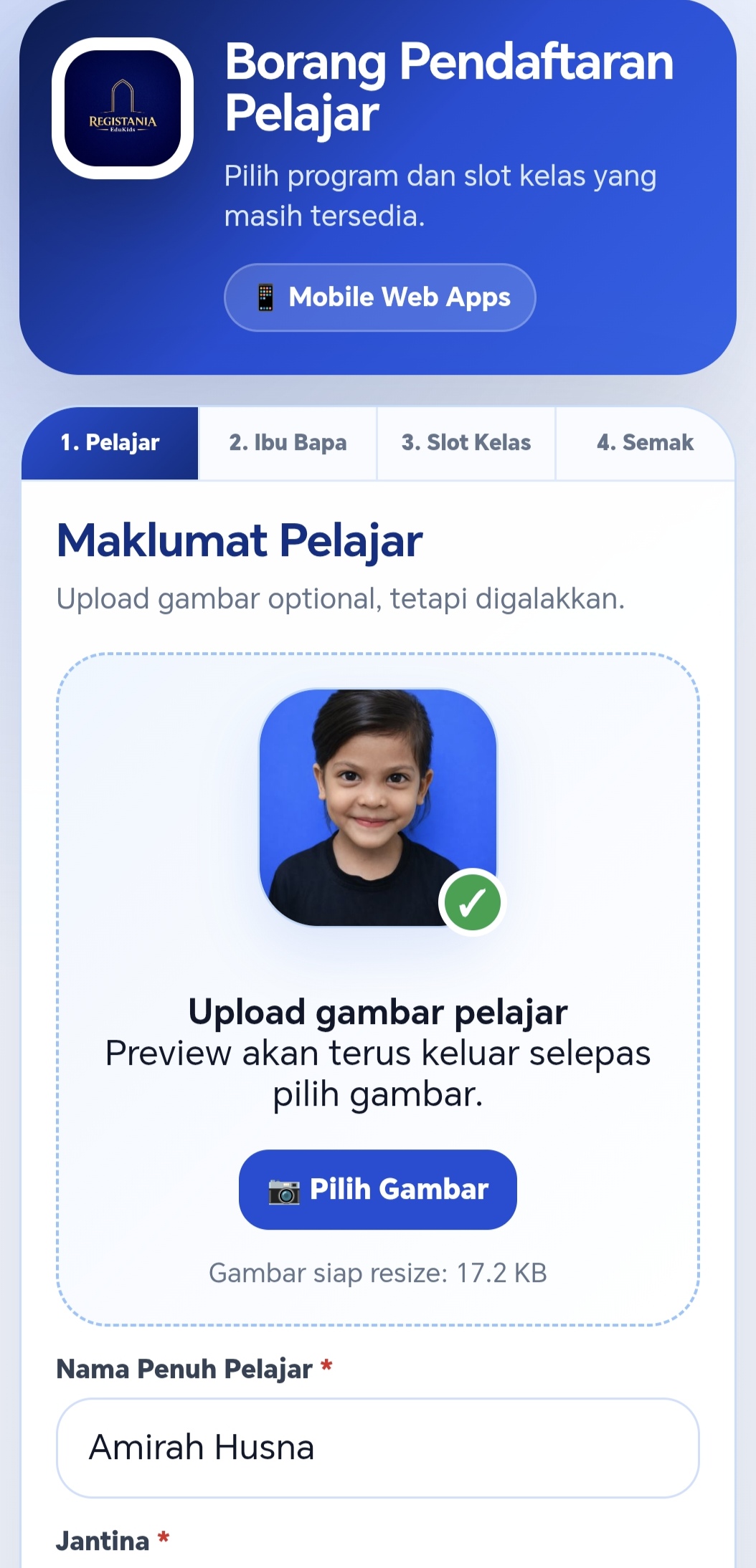 Webapps Pendaftaran Registania 1