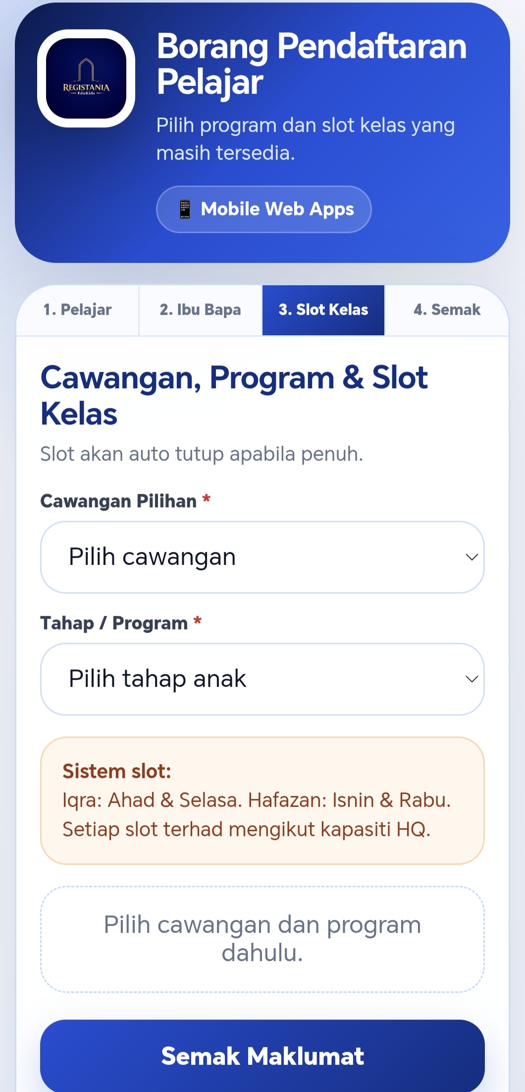 Webapps Pendaftaran Registania 3