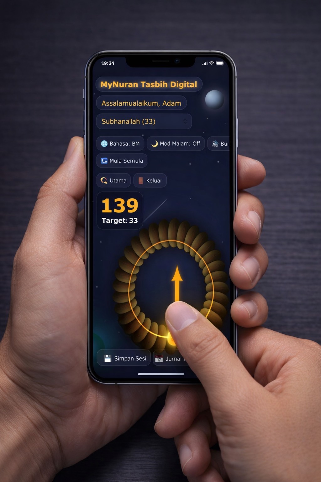 Visualisasi Realistik Menatal Tasbih