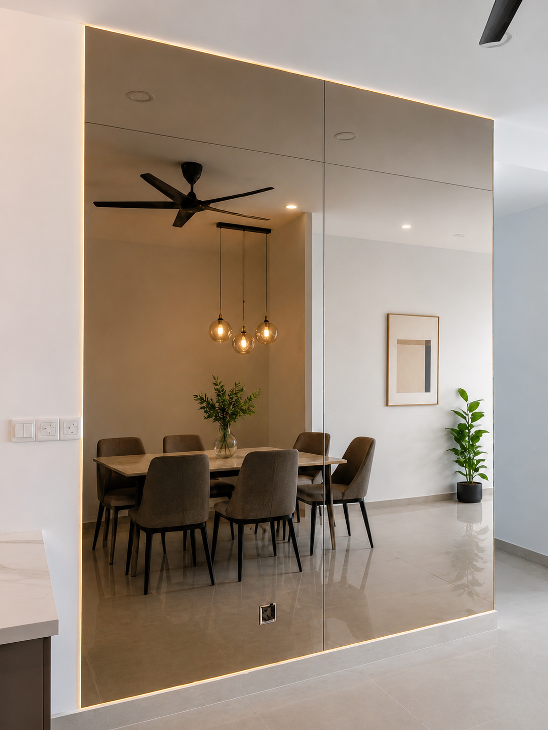 Bronze mirror wall design