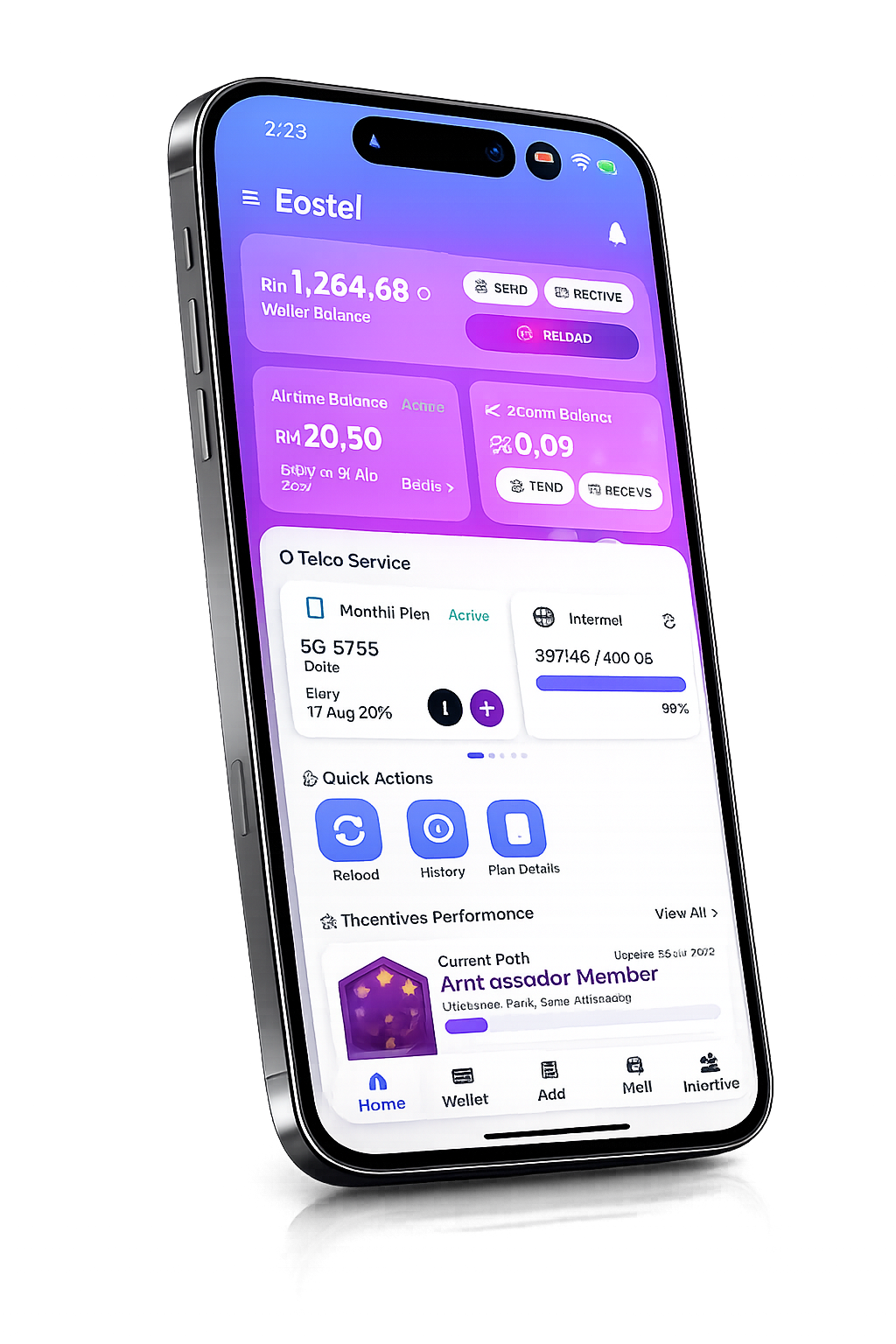 Eastel Mobile App Dashboard