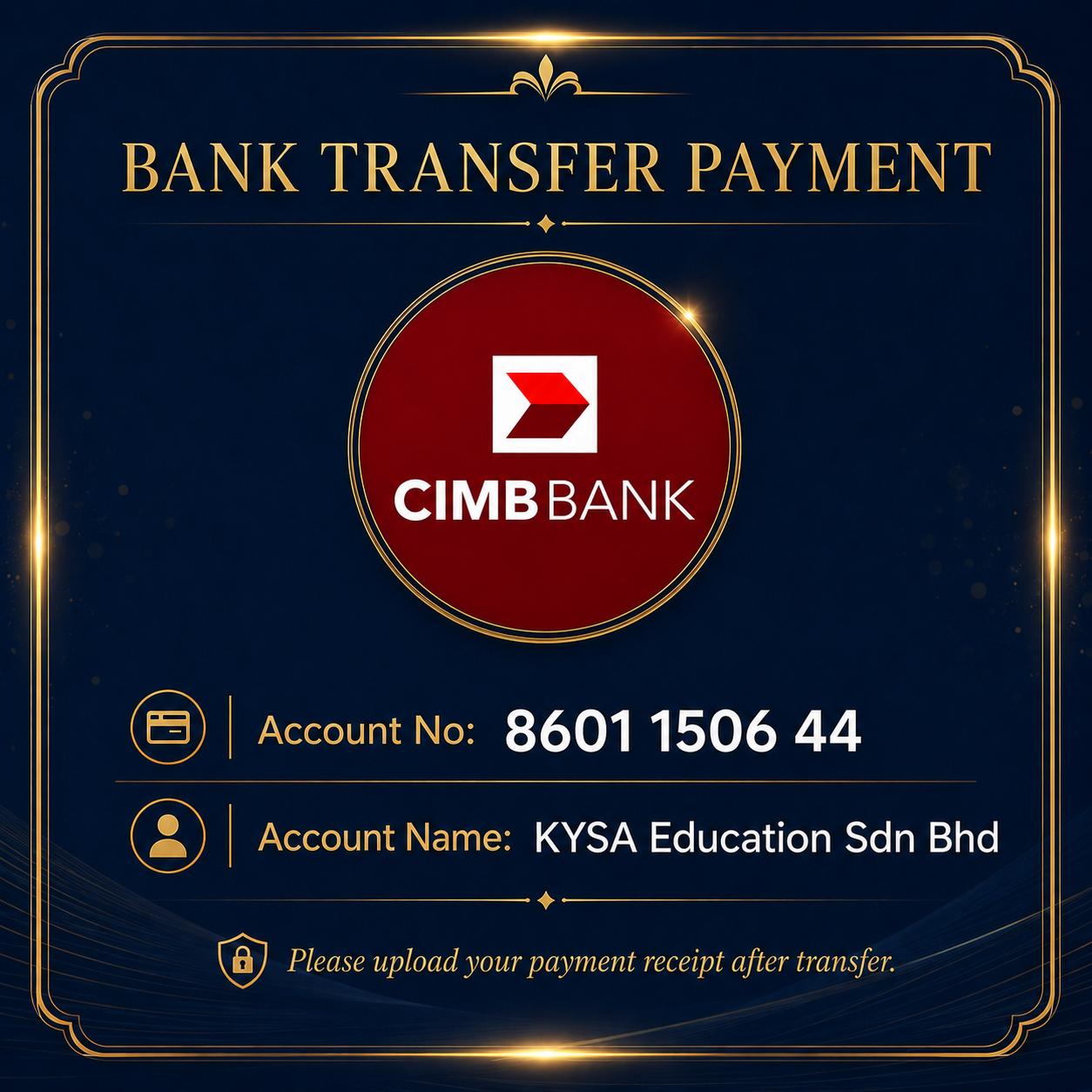 CIMB Bank Transfer Details - KYSA Education Sdn Bhd