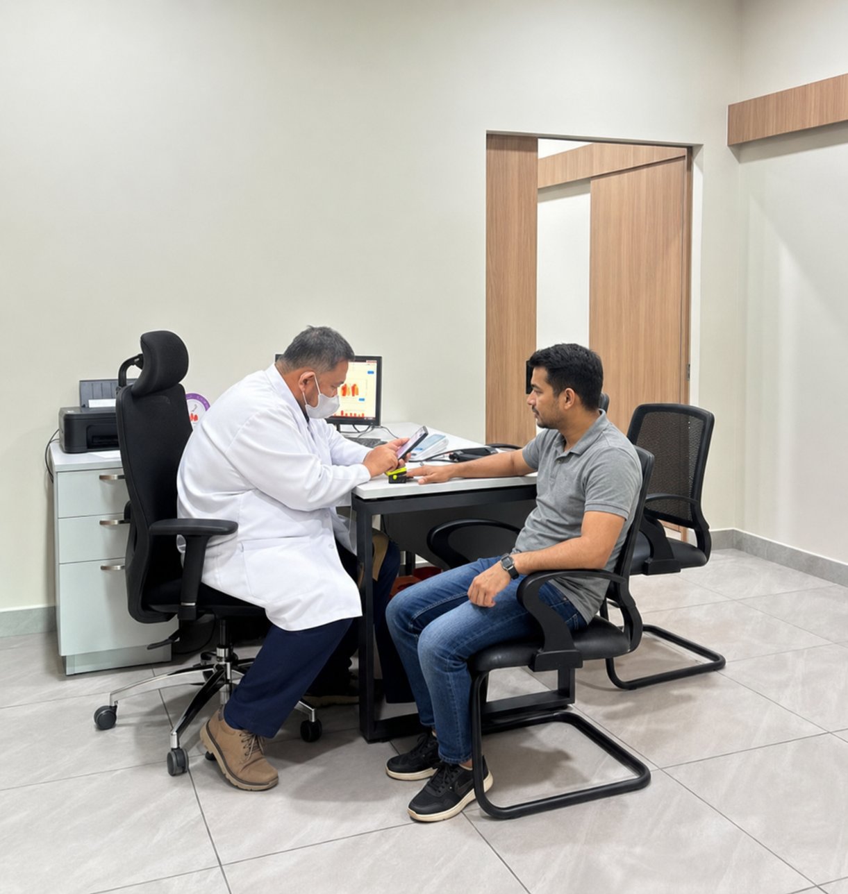 Dr Amir with patient