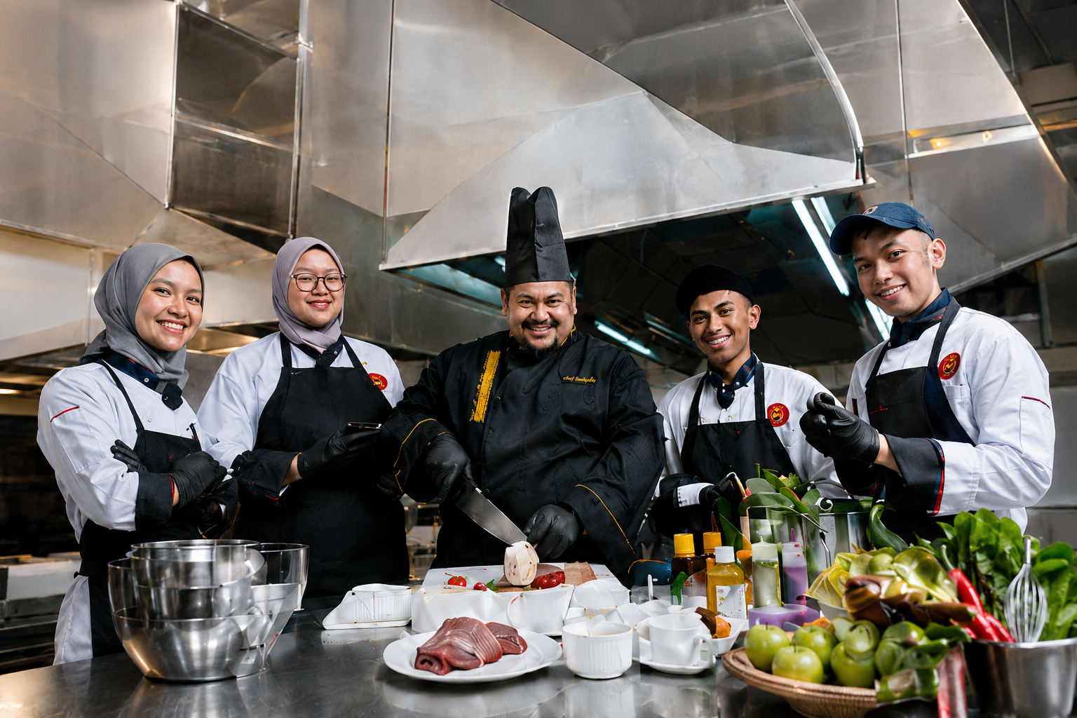 Pelajar MIDAS menjalani latihan praktikal memasak