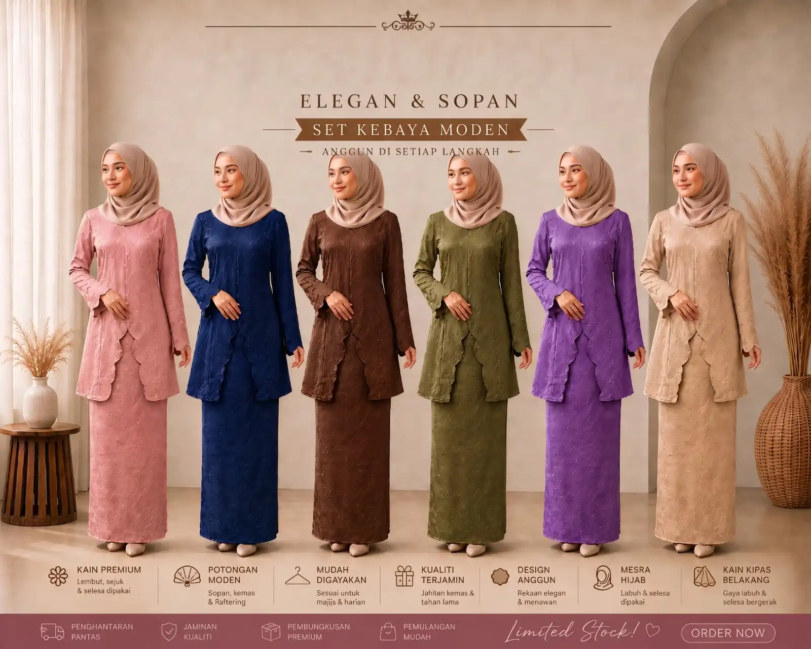 Set Kebaya Moden 6 warna