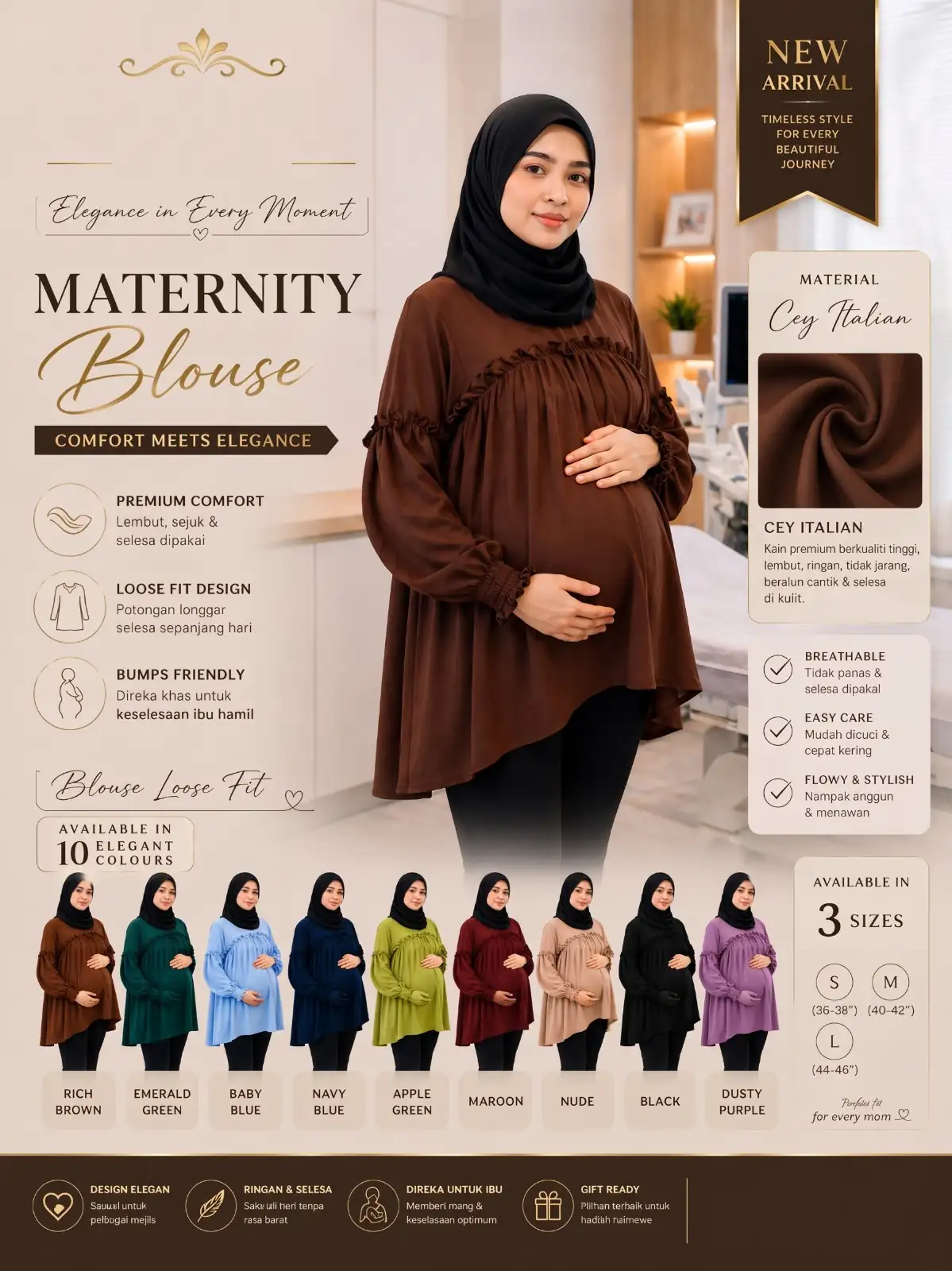 Maternity Blouse Cey Italian — loose fit, bumps friendly
