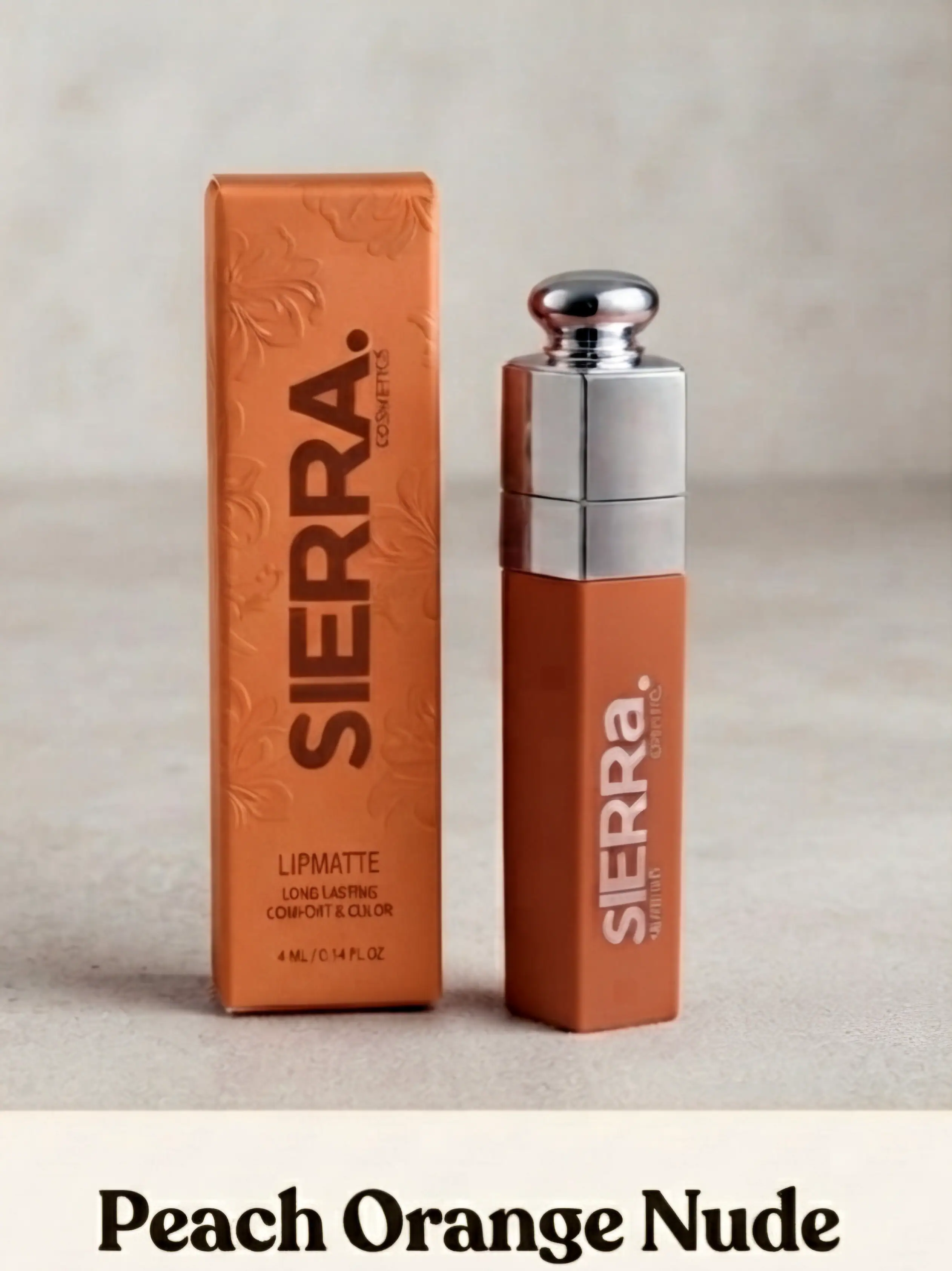 Sierra Rae Lipmatte Peach Orange Nude — a sun-warmed nude with peach undertones
