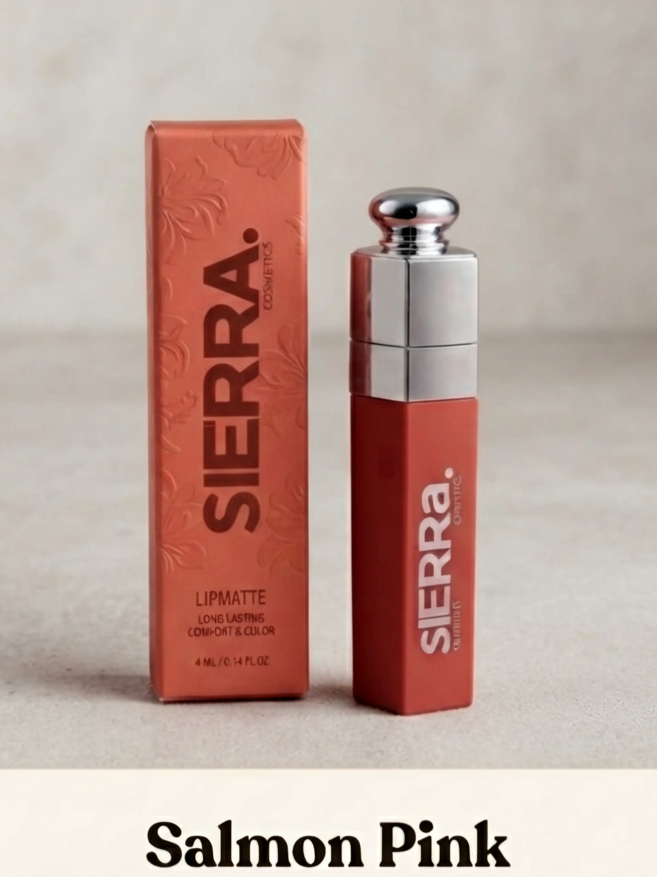 Sierra Rae Lipmatte Salmon Pink — glass-like salmon reflection