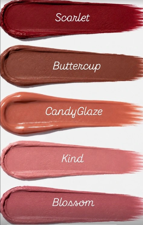 Sierra Rae Lipmatte shade study — applicator wands revealing the four signature shades