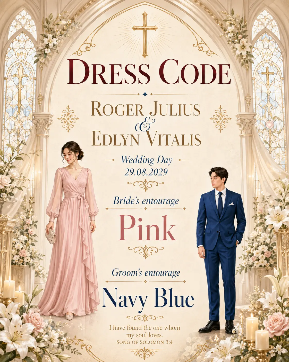 Pink and navy blue family wedding theme