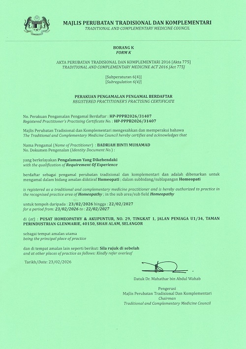 Lesen Homeopathy Badriah 2026-2027