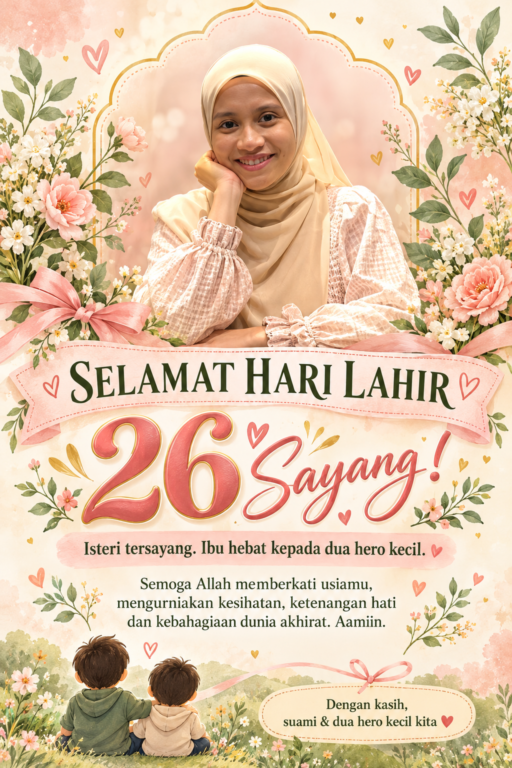 Poster selamat hari lahir ke-26 untuk ibu tersayang