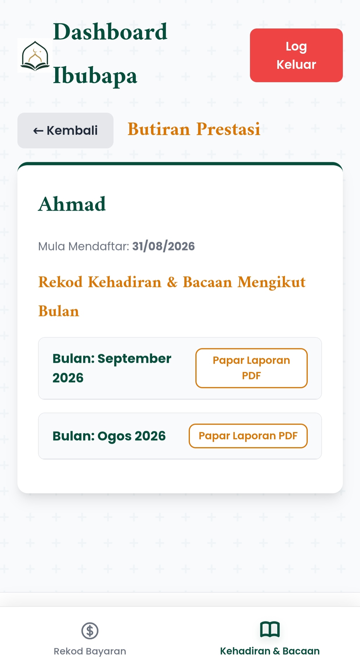 Dashboard Ibubapa MyMengaji