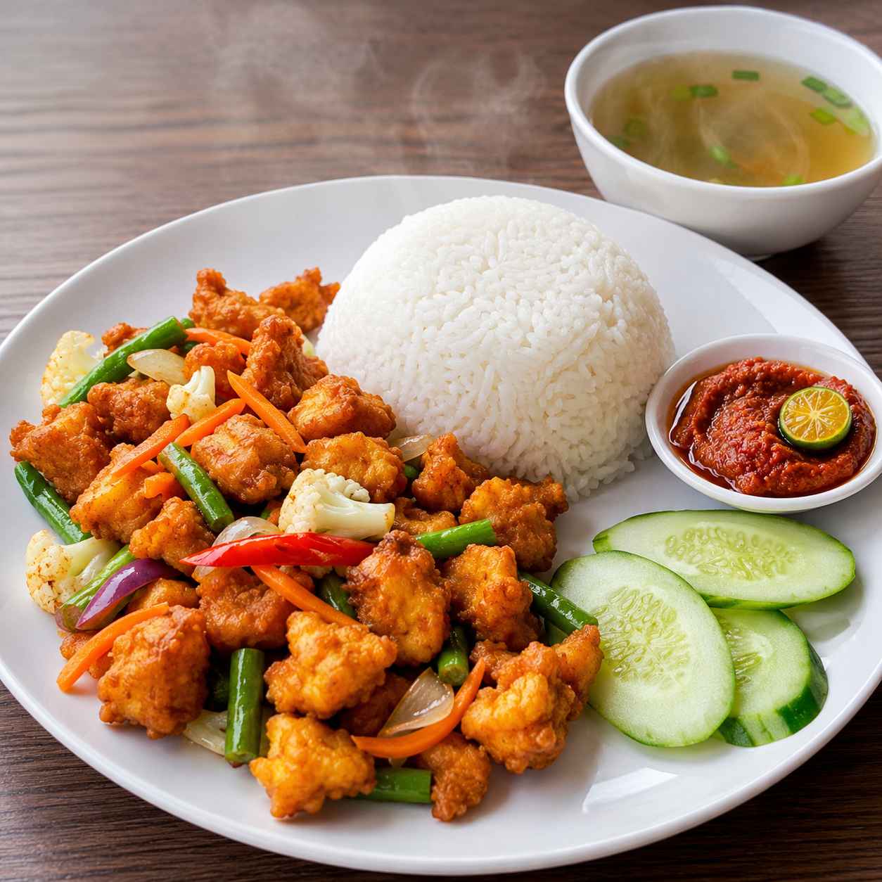 Nasi Putih + Ayam Goreng Kunyit