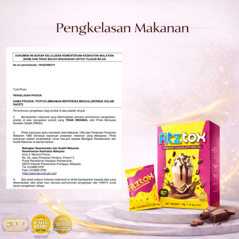 Surat pengkelasan keselamatan makanan rasmi produk
