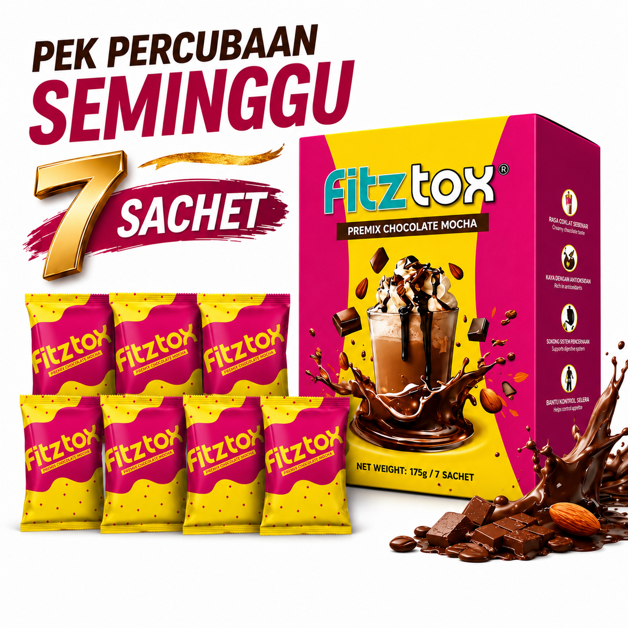 Kotak bungkusan Pakej Trial 7 sachet FITZTOX