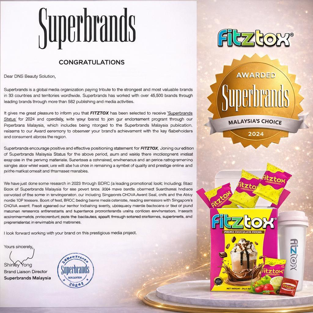 Sijil pengiktirafan rasmi Superbrand Award untuk produk FITZTOX
