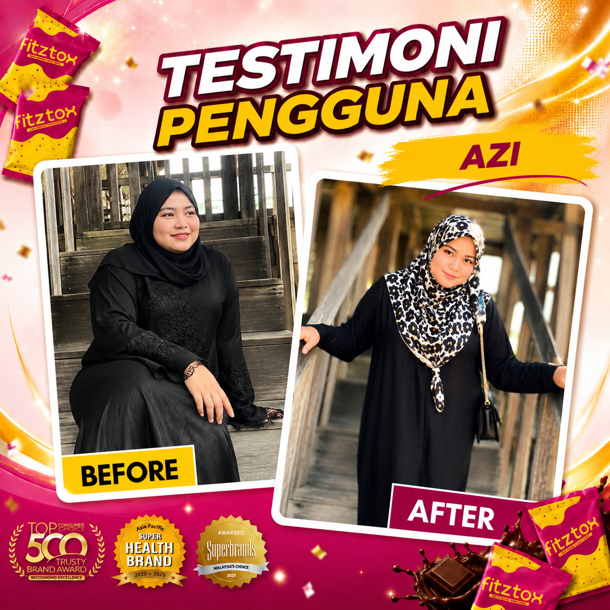 Gambar testimonial pencapaian positif pengguna kelima