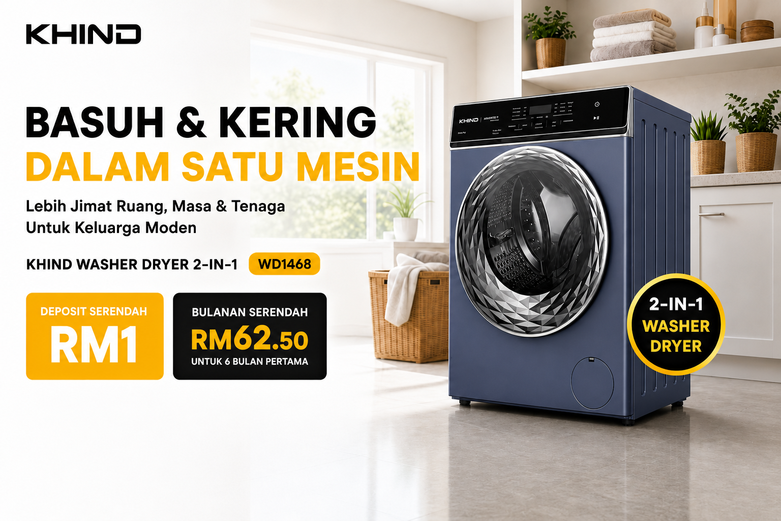 Hero Image KHIND Washer Dryer WD1468