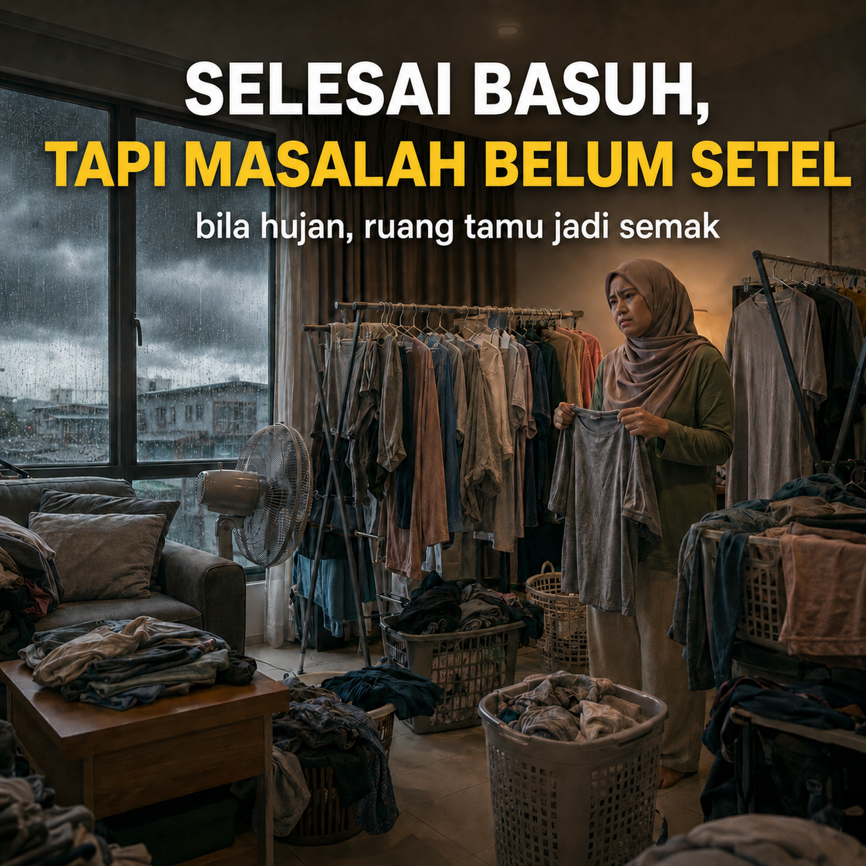 Masalah dobi harian: baju belum kering dan ruang rumah makin semak