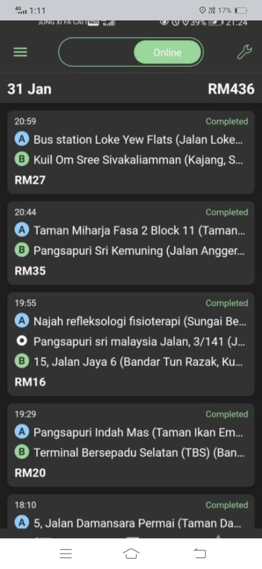 Pendapatan InDrive KL RM436