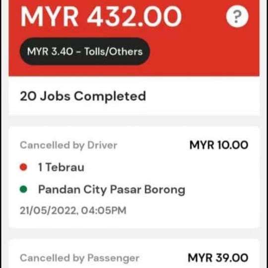 Bukti Pendapatan Pemandu AirAsia Ride 3