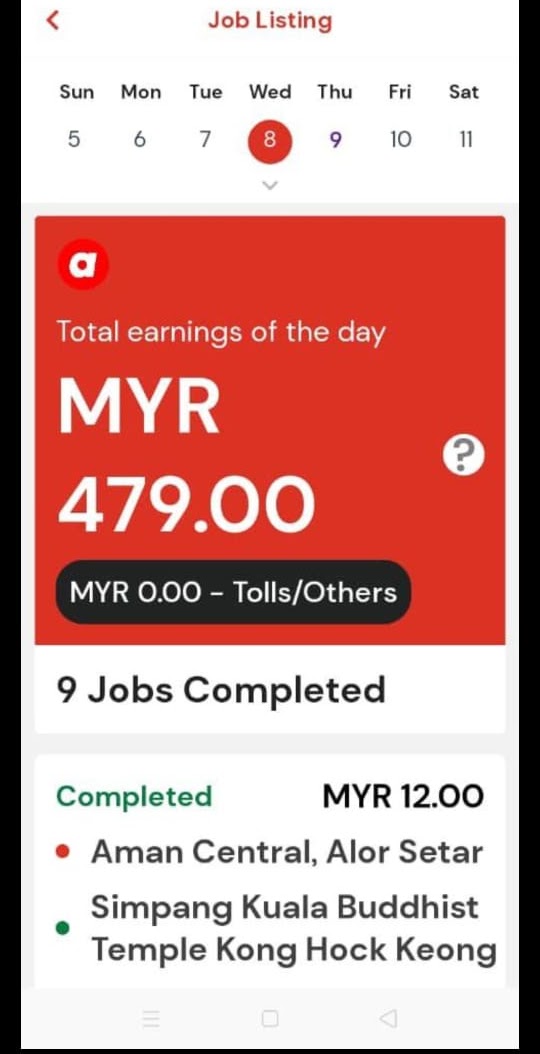 Bukti Pendapatan Pemandu AirAsia Ride 4