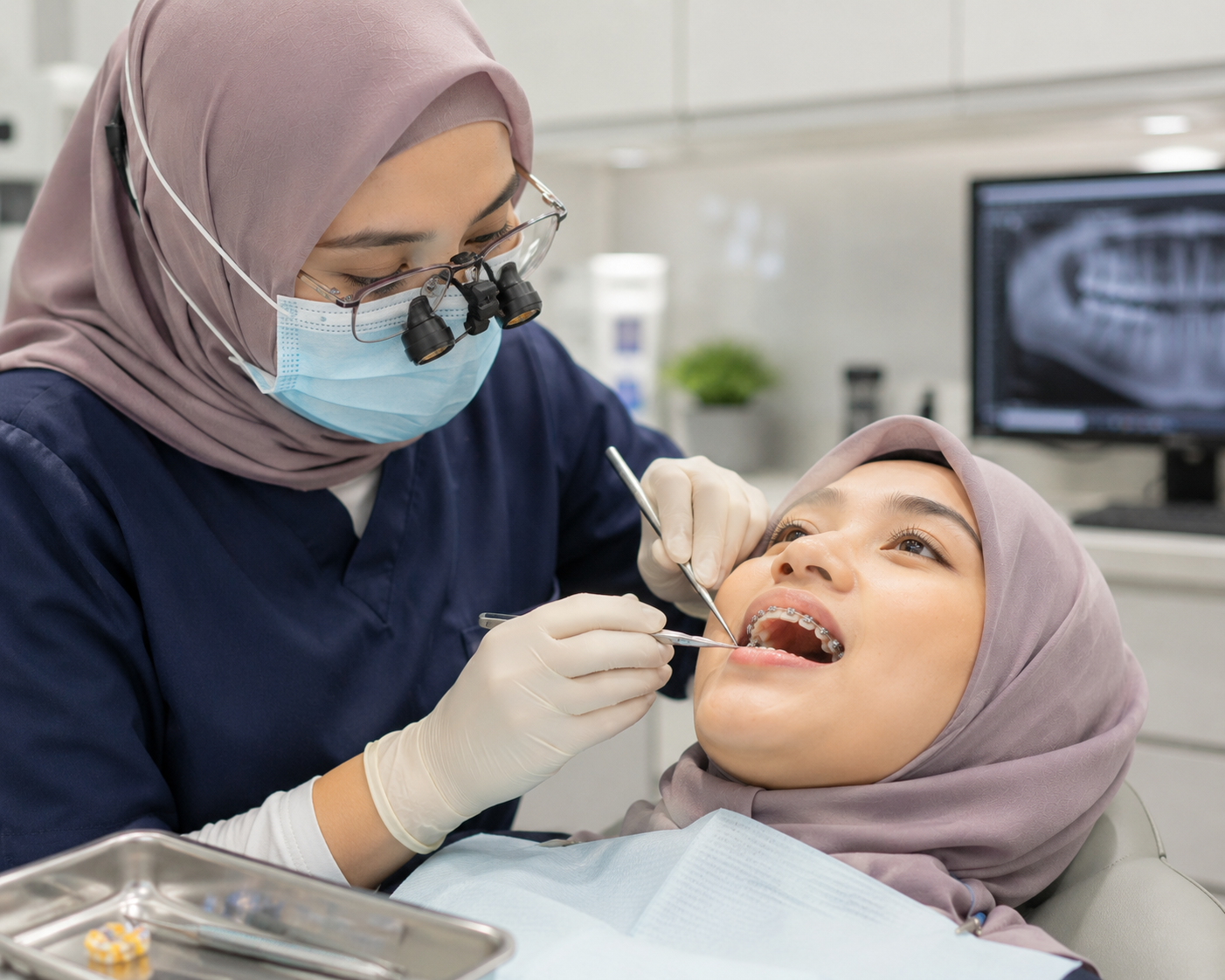 Contoh senyuman memakai braces