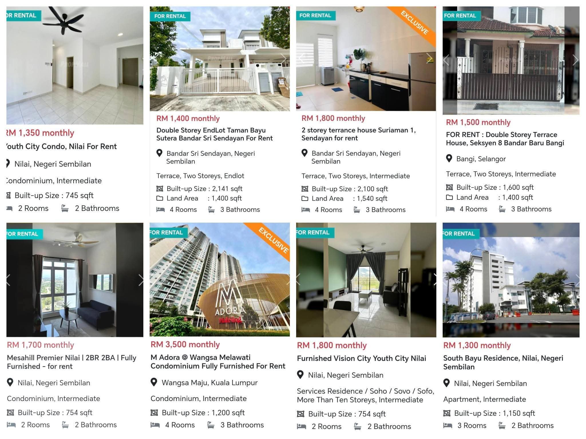 Senarai Rumah Untuk Disewa Nilai