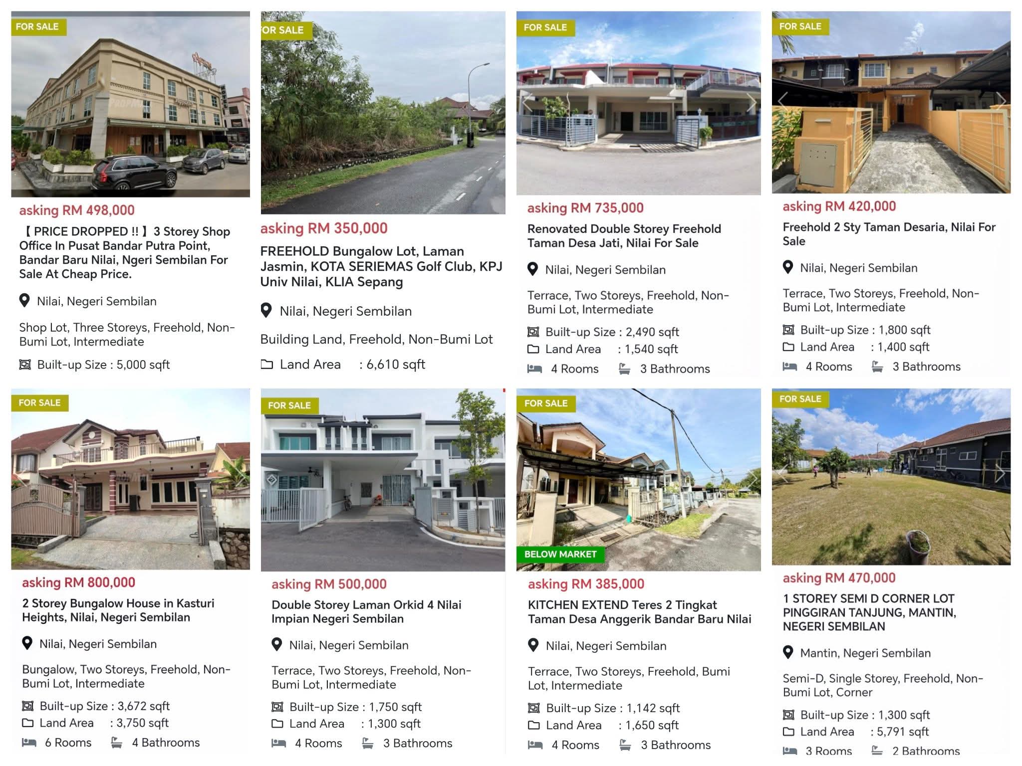 Senarai Rumah Untuk Dijual Nilai