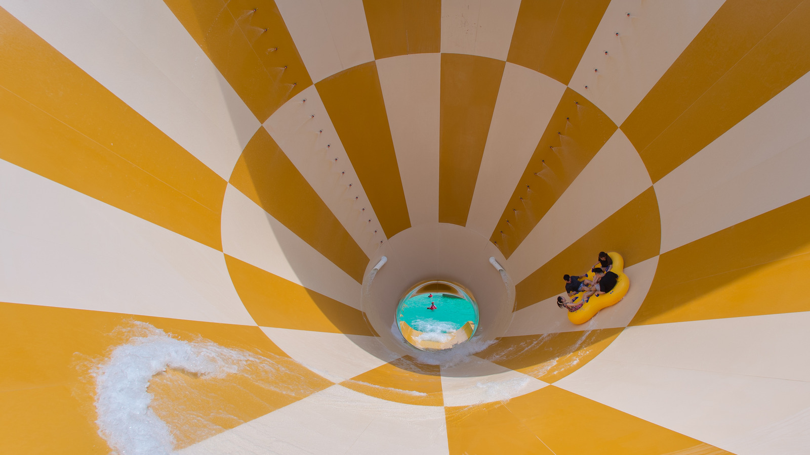Yellow funnel water slide